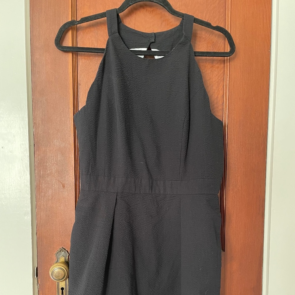 Lauren James Black Halter Dress Size L Scalloped Hem Pockets